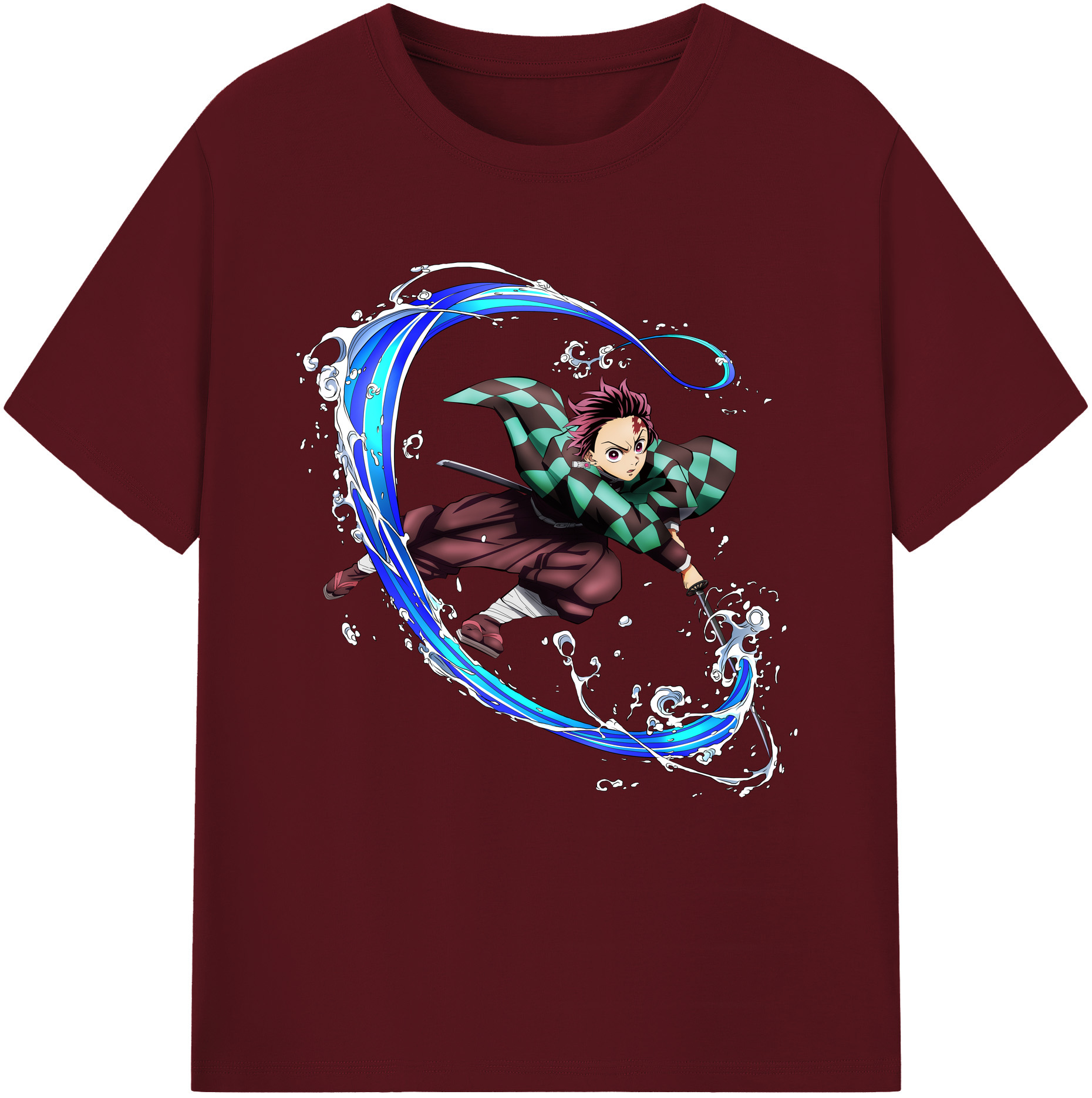 （画像用） 鬼滅の刃 竈門 炭治郎／かまど たんじろう Kamado Tanjirou 綿100％半袖Tシャツ（フロントプリント）